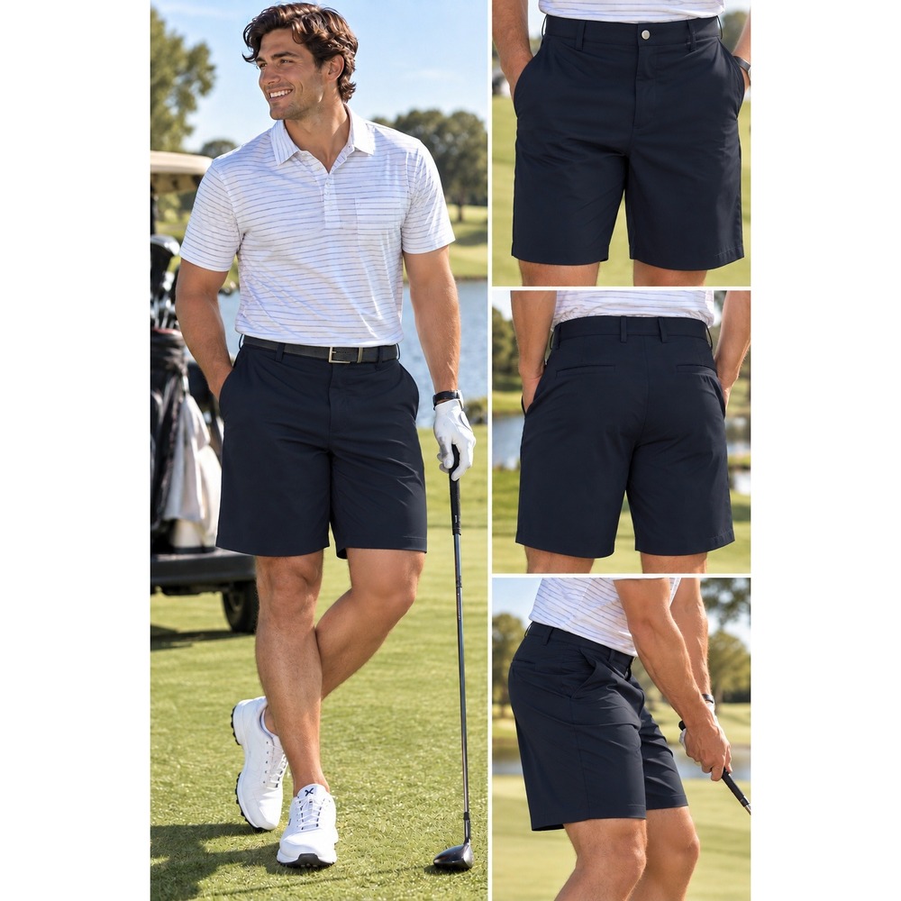 Panama Jack Performance Shorts Size 40 Navy Blue Stretch Golf Casual Active 1605